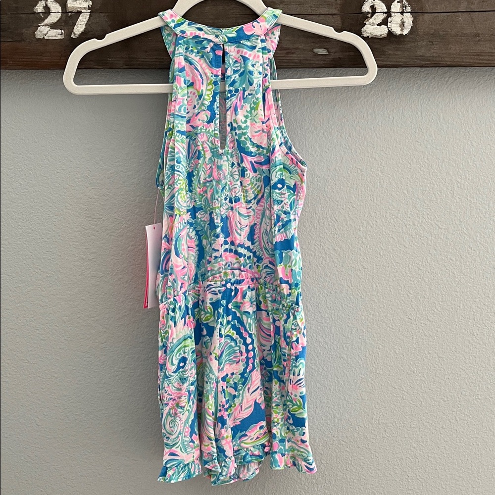 NWT Lilly Pulitzer Girls Brienne Romper in Multi Dream Team Print. Size Large - Picture 3 of 7